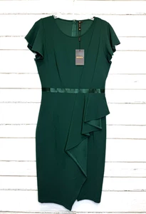 Miusol Kurzarm Kleid grün Faux Wickel Damen Gr. L NEU - Bild 1 von 6