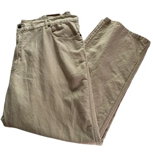VTG LL Bean Linen Cotton Pants 42x30 Beige Flat Front Preppy Classic Gorpcore - Picture 1 of 11