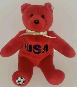 RARE USA United States Women’s Soccer Collection Kate Sobrero Red Teddy Bear - Imagen 1 de 17