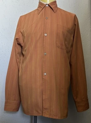 1950s 1960s Men’s Orange Striped Shirt Vintage European Mod Style 38 Medium - Image 1 of 4