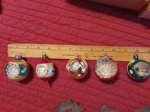 5 Vintage Glass Embossed Indent DROP Christmas Ornaments West Germany - Picture 1 of 11