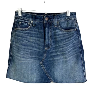 Abercrombie & Fitch YK2 Denim Mini Jean Skirt Women 25 Blue Dark Wash Distressed - Picture 1 of 9