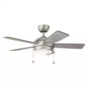 KICHLER Starkk 42 in. Indoor Brushed Nickel Downrod Mount Fan w/Integrated LED - Picture 1 of 9