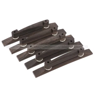 5 PIEZAS Puente de Guitarra de Jazz Ébano Archtop Hardware Cromado - Imagen 1 de 5