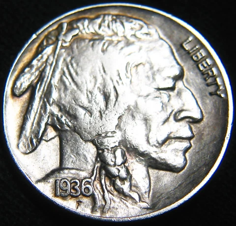 SHARP Date BOLD Horn 1936-P BUFFALO NICKEL 5¢ FREE SHIPPING!! JL84NV Cover