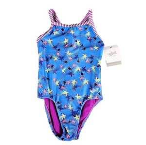 NWT Dolfin Uglies Girl's Size 12 Blue Stars Floral One Piece Swimsuit UPF 50+ - Picture 1 of 12