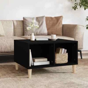 Square Wooden Coffee Table Sofa Lounge Room Lamp Side Storage Furniture Black - Picture 1 of 9