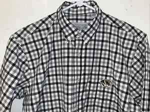 Missouri Mizzou Tigers Shirt Mens Large Gray White Check Button Up Short Sleeve - Picture 1 of 5