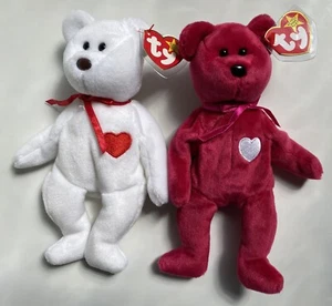 NEU TY Beanie Babys Valentino braune Nase & Valentina Bär SET NEU MIT ETIKETT * MEHRERE FEHLER - Bild 1 von 9
