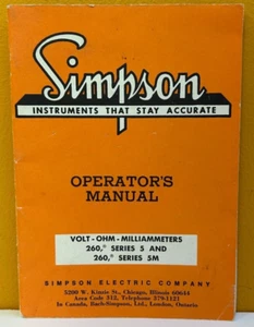 Simpson Electric Volt-Ohm-Milliammeter 260, Series 5 & 260 Series 5M Oper Manual - Picture 1 of 2
