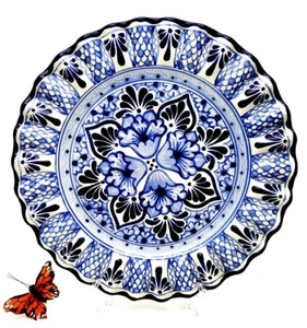 Talavera Cobalt Ceramic Dinner Plate - Puebla Mexico - Picture 1 of 9