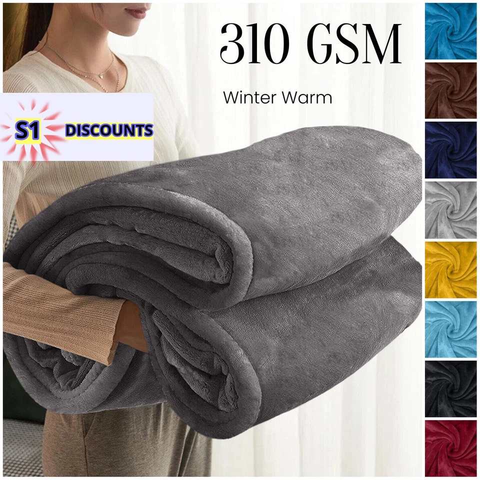 Fleecedecke großes Überwurfsofa leichtes Kunstfell Nerz Doppel & Kingsize - Bild 1 von 1