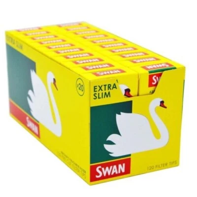 FULL BOX (20) x Swan Extra Slim Cigarette Smoking Filter Tips 120 tips per pack  - Image 1 of 3