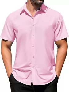 COOFANDY Men's Casual Dress Shirts Short Sleeve Wrinkle Free Casual Button Down - Picture 1 of 5