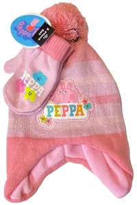 NUEVO CON ETIQUETAS Berkshire Niños Pequeños Peppa Pig Sombrero/Centro Set OS Revestimiento de lana rosa - Imagen 1 de 5