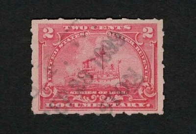 US Revenue 1898 R164 Battleship Documentary Tax Stamp 2c VF-XF Used - Image 1 of 2