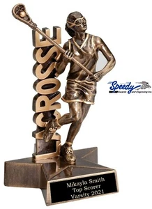 LACROSSE FEMALE GOLD RESIN AWARD TROPHY 6.5" FREE ENGRAVING MVP MIP CHAMPION 1ST - Picture 1 of 1