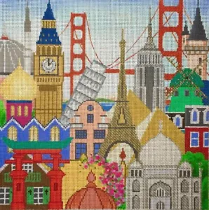 Needlepoint Handpainted Amanda Lawford World Peace - Picture 1 of 4