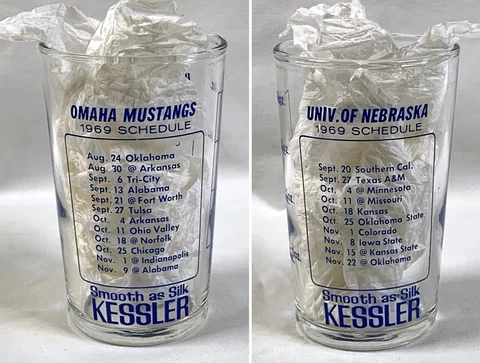 Vintage Smooth as Silk Kessler Glass 1969 University of Nebraska Omaha Mustangs Cover