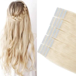 10 - 40 Tressen Tape in Extensions 100% Remy Echthaar Haarverlängerung Skin Weft - Bild 1 von 30