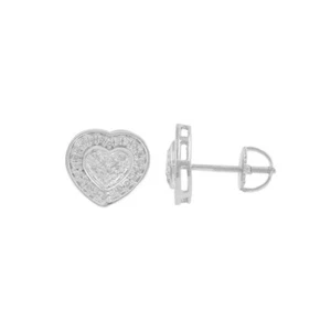 925 Silver Iced Out Natural Diamond Hip Hop Stud Earrings - Picture 1 of 1