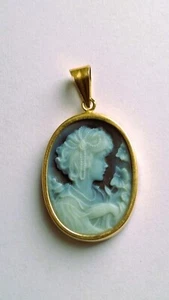 SUPERBE GRAND CAME BLEU EN OR JAUNE 18 CARATS - 6,31 GRS - RARE ! - Imagen 1 de 10