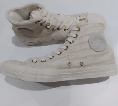 Converse Shoes Womens Size UK 8.5 All Star Cream Shearling  High Tops Trainers - Image 1 of 4