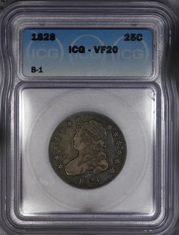 1828 Capped Bust Quarter B-1 ICG VF20 Sweet original coin! Cover