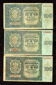 Croacia 100 Kuna 1941 P-2a en muy buen estado x 3 - Imagen 1 de 2