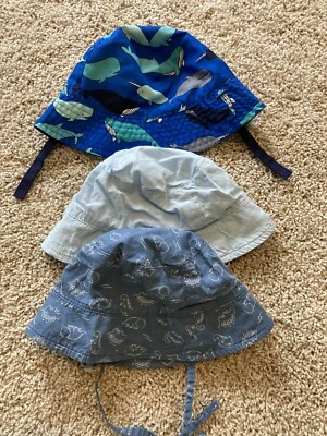 3 件男宝宝太阳帽尺寸 6-12 沙滩夏季 — 第 1/4 张图片