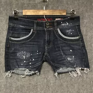Bongo Shorts Womens 5 Blue Denim Cut Off Low Rise Stretch Distressed Jean - Picture 1 of 16