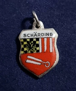 Scharding Österreich Emaille Schild Reise Charm Antiko 800 Silber Vintage - Bild 1 von 3