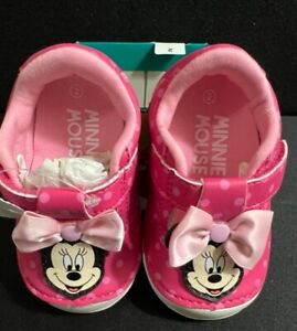 Disney Baby Roc Mini Mouse Pink Polka Dot Size 2 Mary Janes Walking Shoes NWT