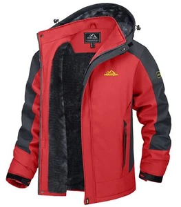 Men's Fleece Lined Winter Jacket Hooded Outdoor Hiking Ski Snow Windproof Coats - Picture 1 of 55