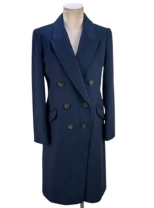 NWT J.CREW Double-Breasted Topcoat Wool Cashmere Blend 4P Navy - Picture 1 of 13