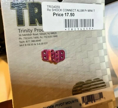 Trinity TRI34059 Red Alu Shock Pivot Mounts For Mini-T 1.0 Baja Slider 1/18th RC - Image 1 of 2