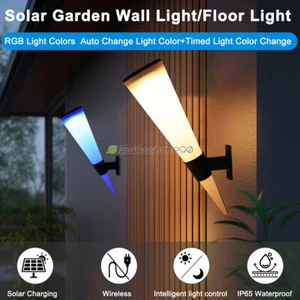 Solar LED Light Outdoor Garden Yard Path Wall Lamp RGB Color Changing Waterproof - Picture 1 of 13
