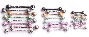 Fancy Speckled Colour Paint Flecked Straight Industrial Earring Helix Nipple Bar - Picture 1 of 4