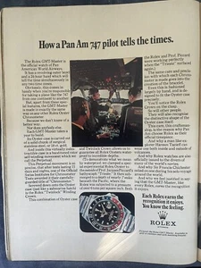Rare 1970s Vintage Rolex Gmt-Master Pan Am 747 Pilots Ad - Picture 1 of 1
