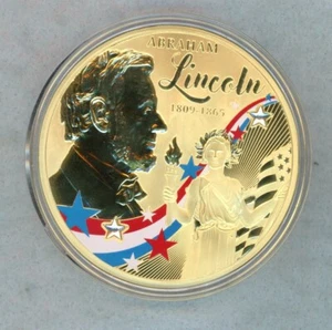 AMERICAN MINT ~ 2020 ~ ABRAHAM LINCOLN ~ 24K GOLD LAYERED MEDAL - Picture 1 of 3