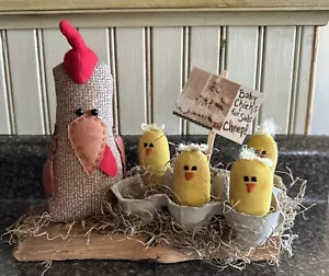 Primitive Hühner Küken Tischdeko Handarbeit Bauernhaus Frühling Ostern - Bild 1 von 8
