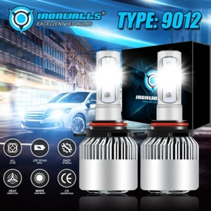 IRONWALLS 9012 HIR2 LED Headlight Bulbs Kit Hi/Low Beam Super Bright 6000K White - Picture 1 of 12