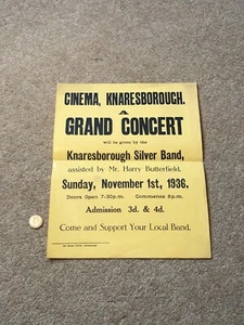 1936 Grand Concert Silver Band Cinema Knaresborough POSTER 30x24cm #A1 - Picture 1 of 3