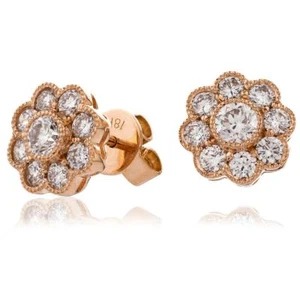 1,10ct F VS Diamant Gänseblümchen Ohrringe für Ohrlöcher in 18kt Rotgold - Bild 1 von 1