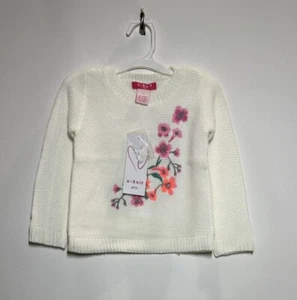 U-Knit Toddler Girls' Flower Pullover Sweater - Winter White 2T - Picture 1 of 2