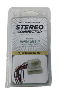 Scosche Stereo Connector HA028SD Honda 1986 - 2011 Acura Isuzu Car Truck SUV - Picture 1 of 3