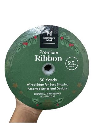 Member's Mark Premium Wired Edge Holiday Ribbon, 2.5" Wide x 50 Yards - Image 1 of 4