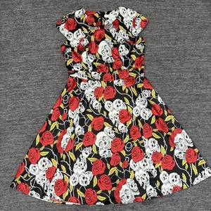 HR Homrain Dress Women 2XL XXL Skull Rose Tattoo Fit Flare Retro Rockabilly Goth - Picture 1 of 10