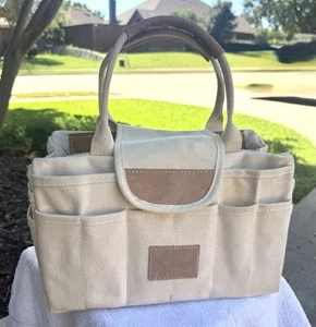 Florida Coast Premium Craftsmanship Leather Trim Tool Tote Natural Cotton - Picture 1 of 14