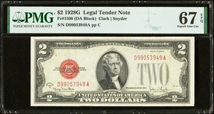 Fr. 1508 $2 1928G Legal Tender Note. D-A Block. PMG Superb Gem Unc 67 EPQ - Picture 1 of 2